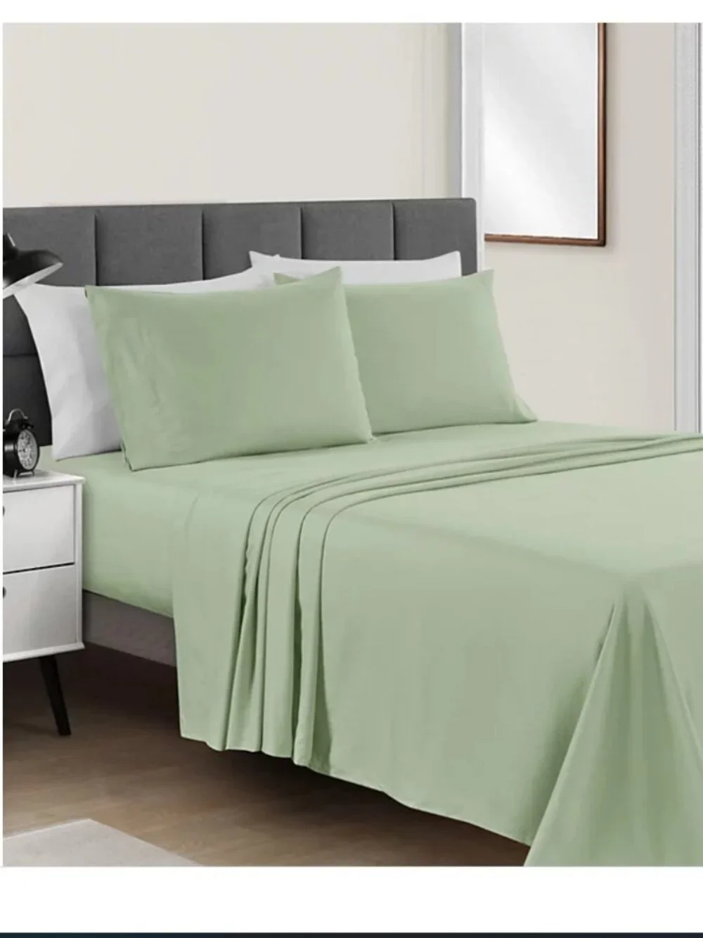 Threshold 100% Cotton Light Green Flat and Fitted Sheets -Twin